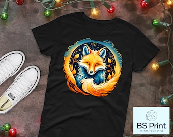 キツネTシャツ、キツネグラフィックTシャツ、ファンタジーTシャツ、アニマルTシャツ（8）