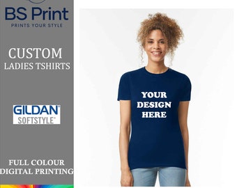 Personalized Ladies T-Shirt, Custom Printed  Ladies Shirts, Photo Print, Your Design on Tee, Logo Workwear, DTF Printed Full Color T-Shirt