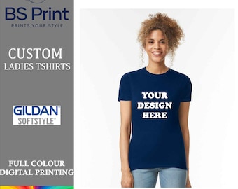 Personalized Ladies T-Shirt, Custom Printed  Ladies Shirts, Photo Print, Your Design on Tee, Logo Workwear, DTF Printed Full Color T-Shirt