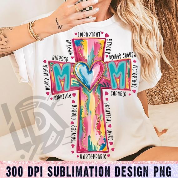 Christian Mama Png, Beautiful Loved Png, Hand Drawn Cross Png, Faith Png, Mothers Day Png, Trendy Religious Faith Png, Mom Cross Png