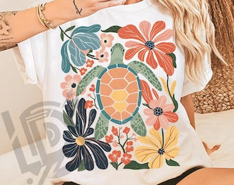 Sea Turtle Png, Summer Png, Beach Summer Png, Tropical Png, Sublimation Design, Summer Vibes Png, Flower Turtle Png, Sun Png, Ocean Png