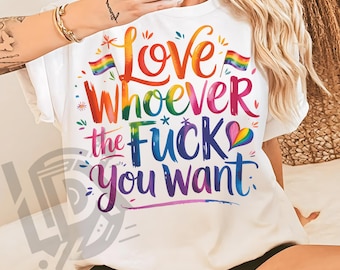 Houd van wie je maar wilt png, grappige homo png, Pride Month png, Gay Pride png, LGBT png, gansontwerp, Pride Ally shirt png, kleurrijke png