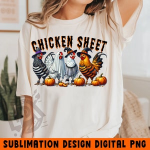 Chicken Sheet Halloween PNG, Spooky Chickens Png, Autumn Png, Sublimation Design, Fall Png, Pumpkin Png, Witch Png, Ghost Chickens Png