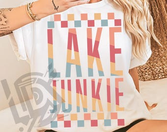 Lake Junkie Png, Retro Lake Life Png, Sublimation Designs, Summer Lake Days Vacation Png, Lake Vibes Png, Funny Fishing Sayings Png