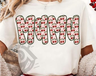 Cherry Coquette Bow Png, Summer Png, Mom Png, Sublimation Design, Mother's Day png, Cherry Png, Mama Png, Pink Bow Png, Retro Mama Shirt Png