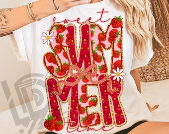 Sommer Erdbeere Png, Sommer Png, Ästhetischer Png, Erdbeere Png, Retro Erdbeere Bogen Png, Niedliche Erdbeere Blume Png, Sommer Erdbeere