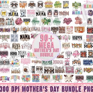 Pu&ograve; includere: Un download digitale di oltre 90 design per la Festa della Mamma in formato PNG. I design presentano una variet&agrave; di temi, tra cui sport, animali e hobby. I design sono a 300 DPI e sono perfetti per creare t-shirt, tazze, borse e altri oggetti artigianali.