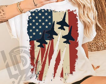 4th of July Png, Patriotic Png, Fourth of July  Png, Fighter Jet Airplane Flag Png, Air Force Png, Red White Blue Png, America Flag Png