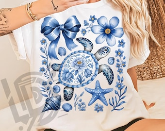 Sea Turtle Png, Summer Png, Beach Summer Png, Tropical Png, Sublimation Design, Summer Vibes Png, Flower Turtle Png, Sun Png, Ocean Png