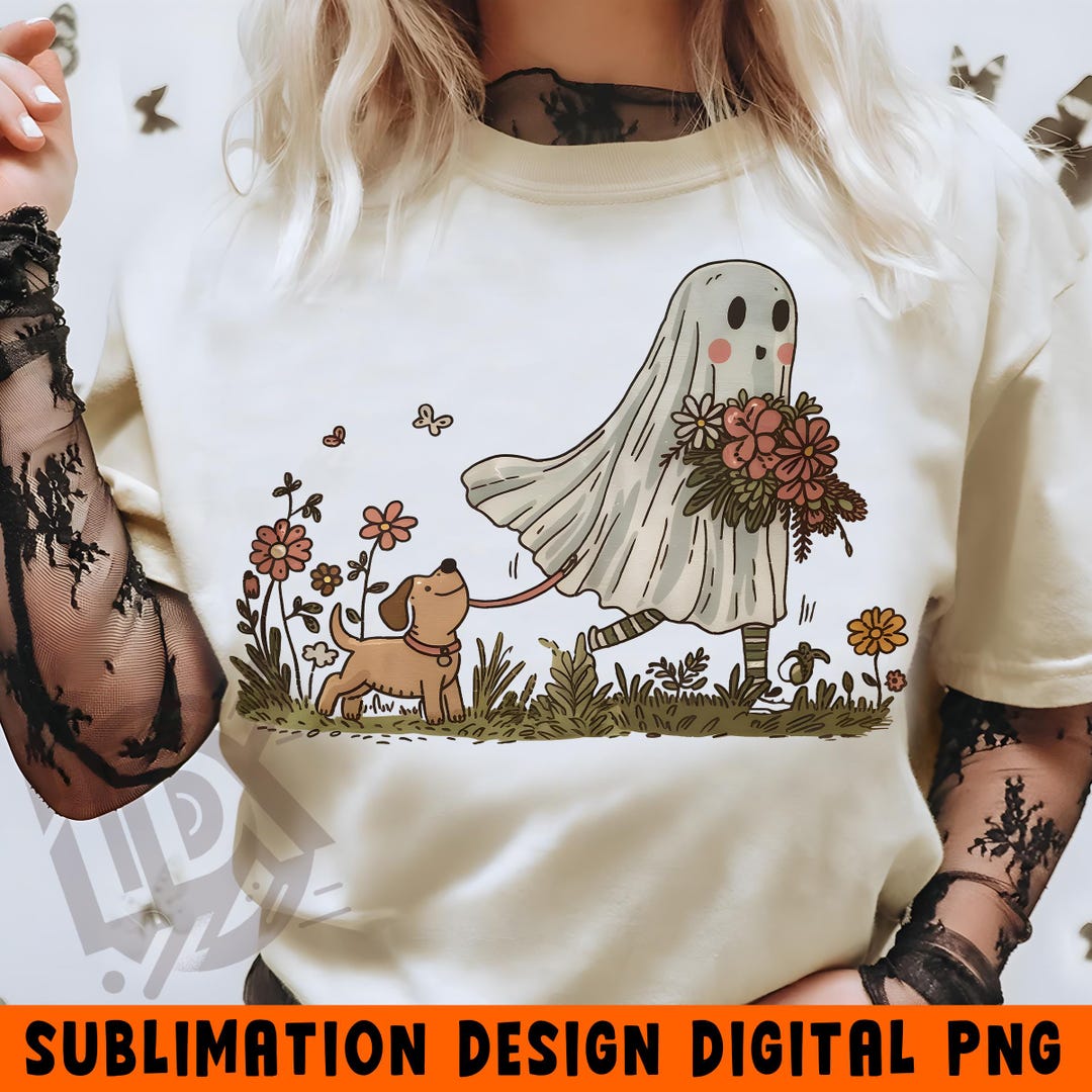 Cute Dog Mom Png, Halloween Dog Png, Retro Halloween Png, Ghost Png ...
