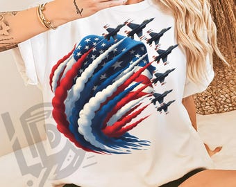 4th of July Png, Patriotic Png, Fourth of July  Png, Fighter Jet Airplane Flag Png, Air Force Png, Red White Blue Png, America Flag Png
