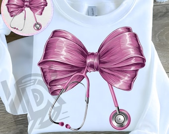 Nurse Coquette bow Png, Nurse Sublimation Designs, Nurse png, Nurse Design, Nurse Bow Png, Nurse Ribbon png, Stethoscope Coquette Png, Nurse