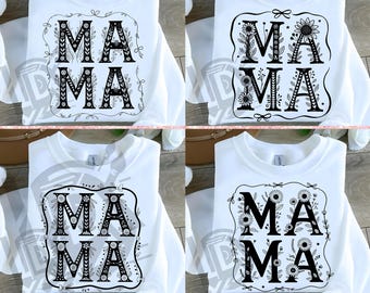 Floral Mama Bundle Png, Floral Mama Png, Preppy Mama Png, Mama Bundle Png, Mimi Png, Retro Mama Flower Png, Gift for Mom, Mama Png