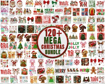 Oltre 120 nuove immagini PNG di Natale, Buon Natale PNG, Natale PNG, Babbo Natale PNG, Pacchetto Natale PNG, Design per sublimazione, Mega pacchetto