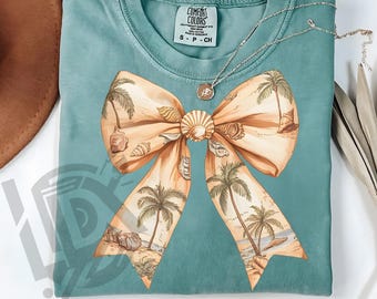 Seashell Bow Png, Coquette Bow Png, Beach Png, Summer Png for Shirt, Seashell Bow Shirt Png, Coquette Beach Shirt Png, Sublimation Png