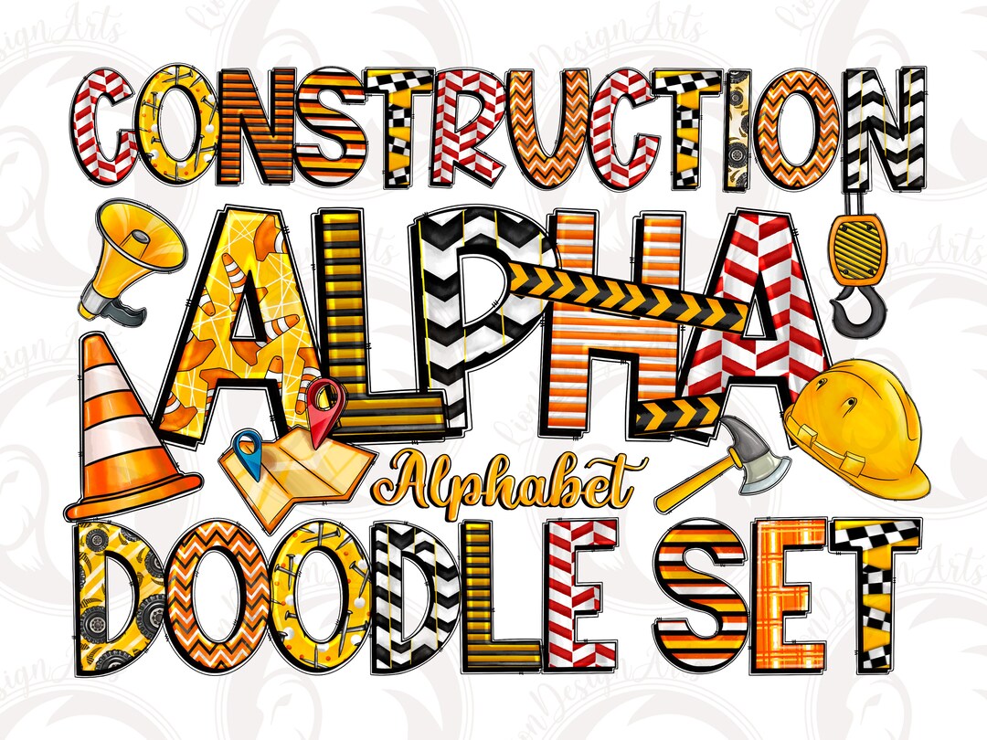 Construction Alphabet Png, Construction Doodle Letters Png