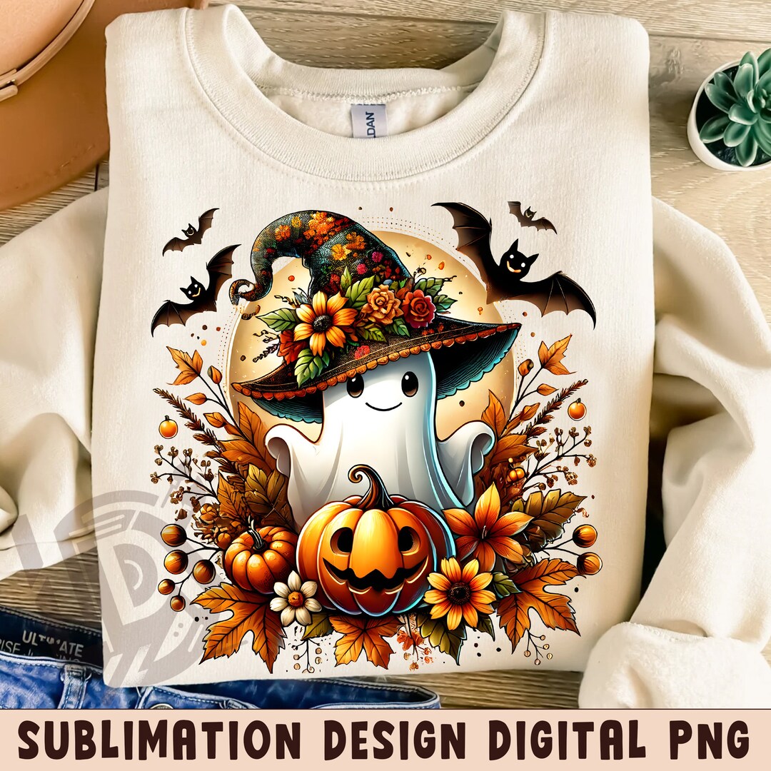 Halloween PNG, Spooky Ghost Png, Autumn Sublimation Design, Fall PNG ...