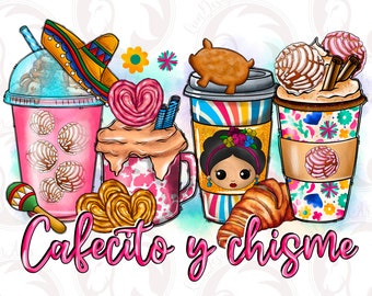 Cafecito Y Chisme Png, Coffee Cups Png, Sublimation Design Download, Mexico Coffee Cups Png, Mexican Day Png, Sublimate Designs Download