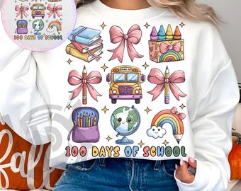Happy 100 Days Of School Png, 100 Days Coquette Bow, Kids 100 Days Brighter Png, 100 Days Of School Png, Teacher Png, Back To School Png