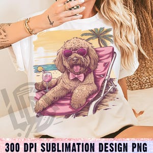 Goldendoodle Summer Png, Dog Summer Png, Poodle With Sunglasses Png, Beach Dog Png, Tropical Summer Png, Cute Dog Png, Retro Summer Vibes