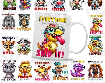 Sarcastic Coffee Mug Png, Sublimation Bundle, Funny Quotes png, Funny Cow Mug Print png, Sarcastic Quotes Mug Print png, Animals Mug Png