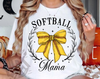 Softball Mama PNG, Coquette Softball Bow Png, Softball Png, Softball Bow Png, Fall Coquette Bow PNG, Softball Mom Png, Instant Download