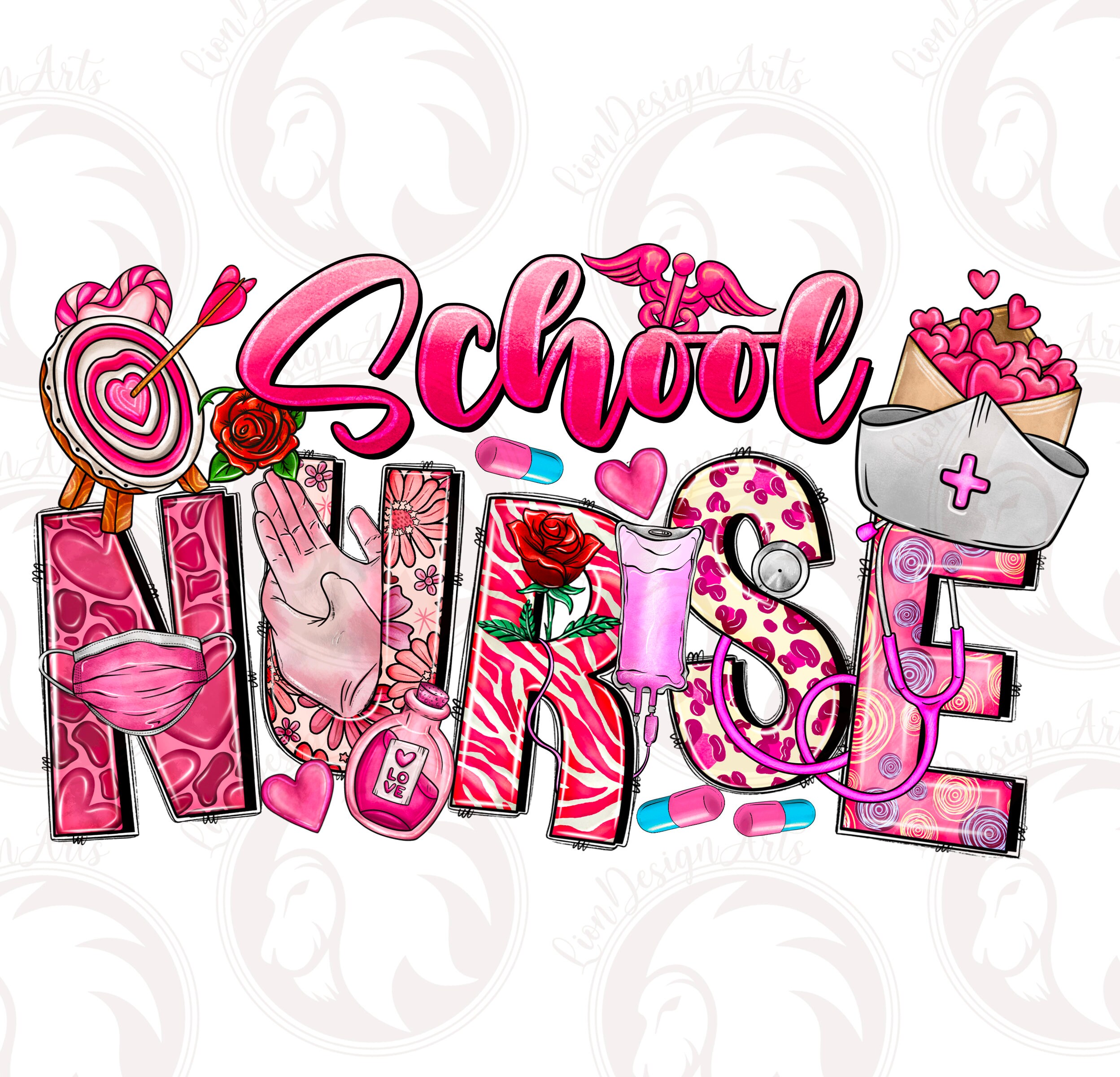 School Nurse Valentine Png, Nurse Png, Heart Png, Nurse Valentines Png