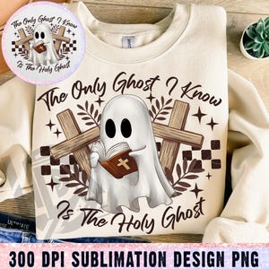 The Only Ghost Png, I Know Is The Holy Ghost Png, Retro Halloween Png, Cute Ghost Png, Ghost Reading The Bible Png, Christian Halloween png