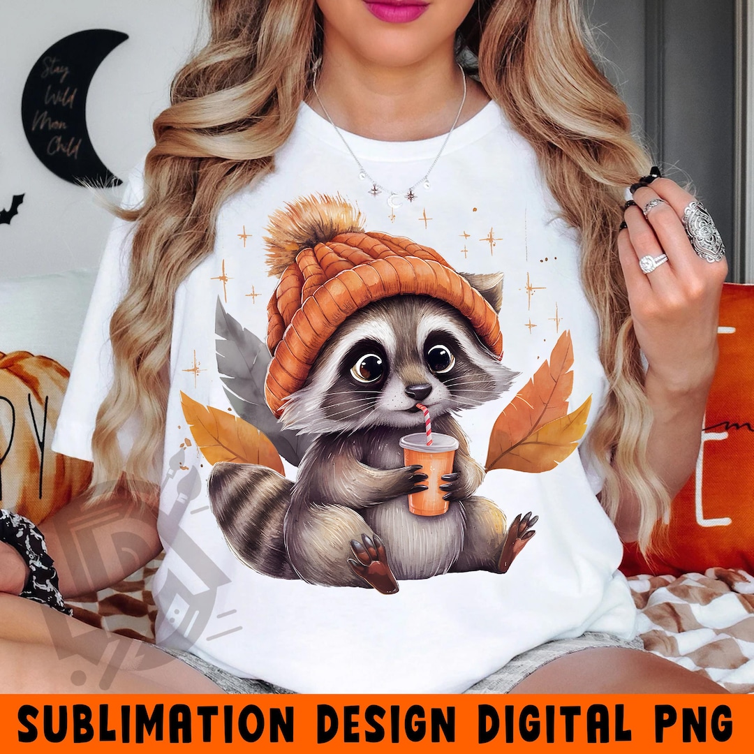 Fall Racoon Freshie Retro Fall Racoon Png, Fall Feral Racoon Png, Fall Pumpkin Png, Fall ...