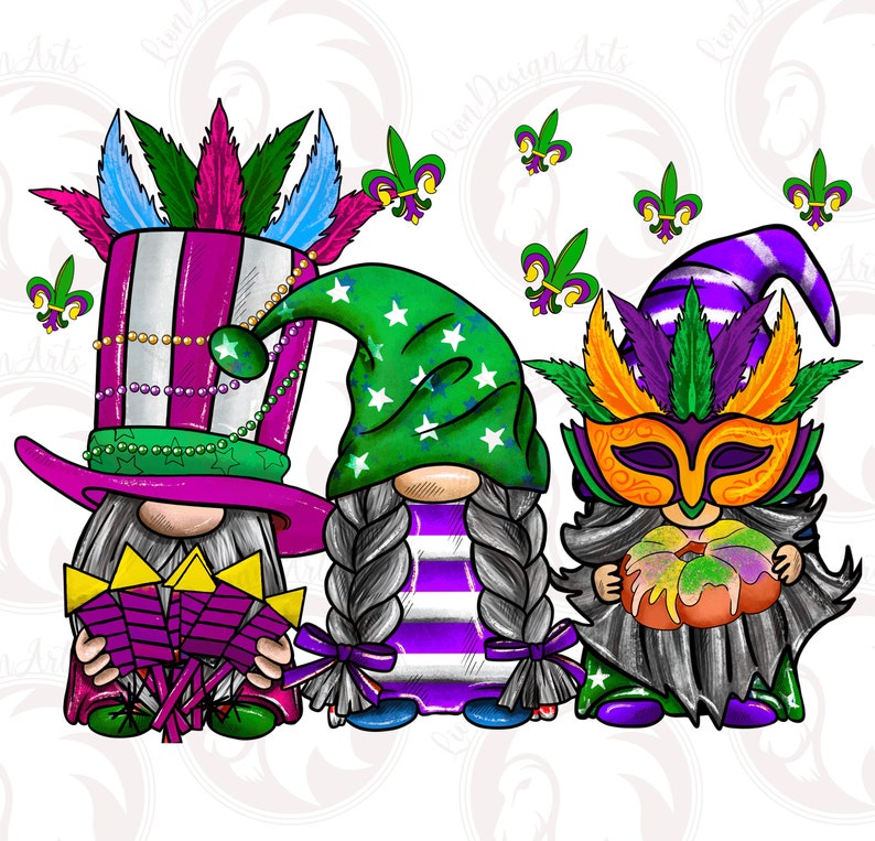 Mardi Gras Gnomes Png, Sublimation Design, Happy Mardi Gras Png, Mardi