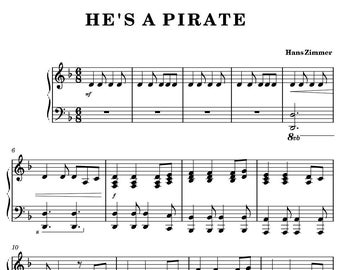 Pirates of the Caribbean (He is a Pirate) - Theme Song (Pdf piano music sheets)