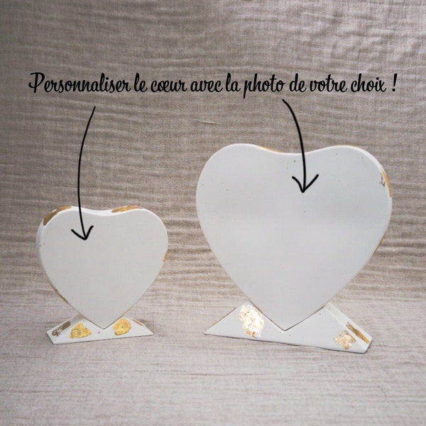 A personnaliser : Coeur cadre photo petit format en résine Jesmonite