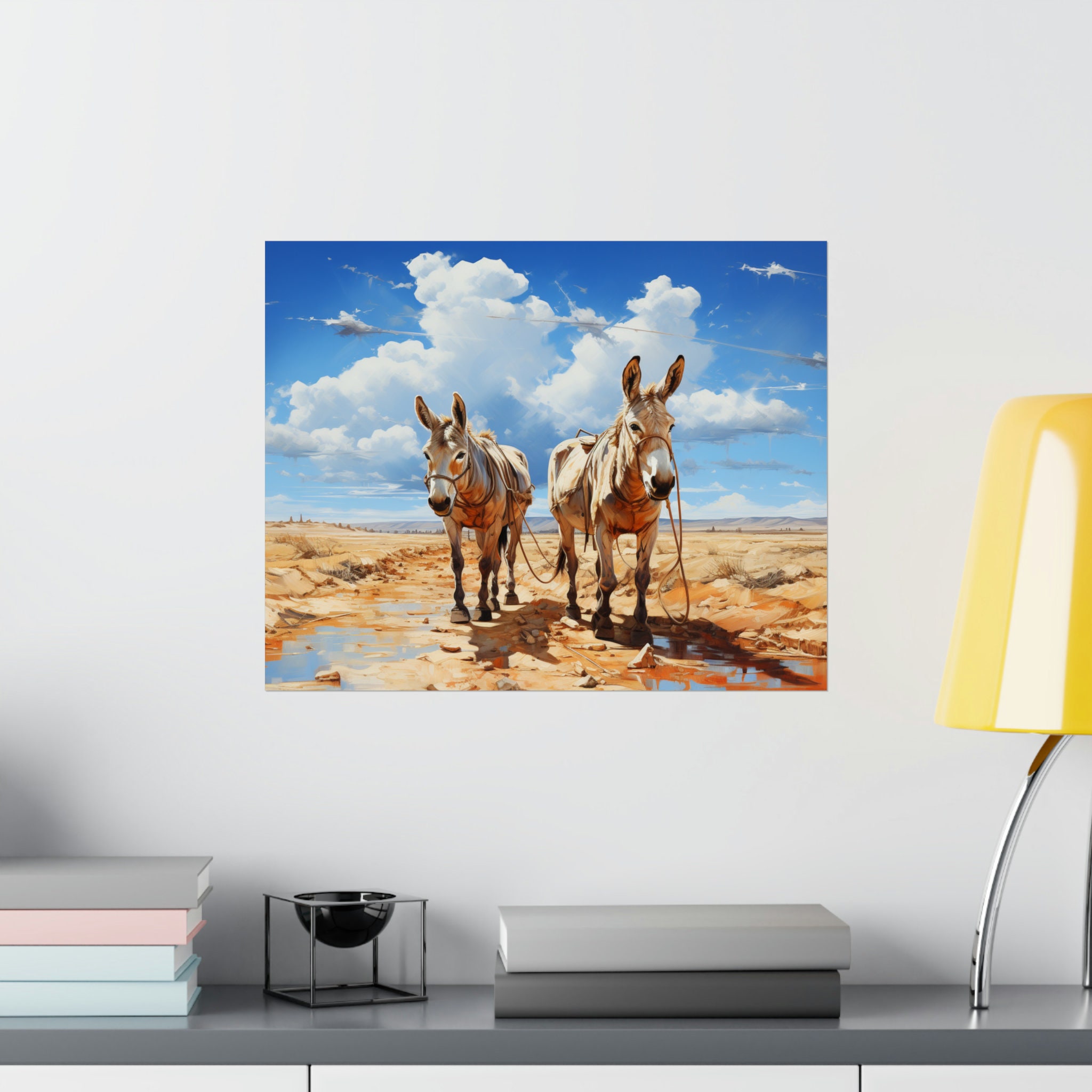 Rustic Mule Wall Art Donkey Farmhouse Decor Ready to Hang Modern Farm Poster Donkey Print Unique