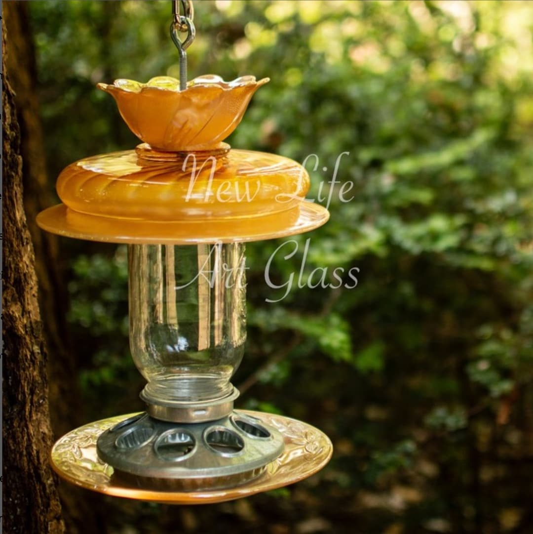 Vintage Glass Bird Feeder Etsy