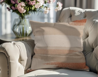 Terracotta Abstract Pillow Cover | Boho Neutral Brushstroke Throw Pillow | Earthy Minimalist Home Decor 18x18