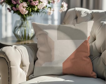 Terracotta Sage Green Geometric Pillow Cover | Modern Boho Color Block Throw Pillow | Neutral Earthy Home Decor 18x18