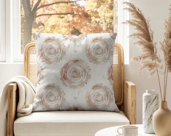 Terracotta Sunburst Throw Pillow Cover | Neutral Boho Farmhouse Pillow 18x18 20x20 Decorative Cushion