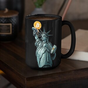 Caneca, Life Liberty Bitcoin Bull Market, Presente para entusiastas de Bitcoin, Caneca de café com criptomoeda, Presente para investidor financeiro, Caneca do mercado de ações