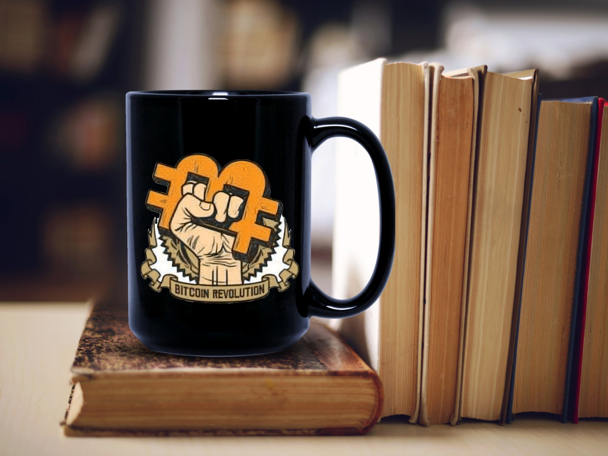 Bitcoin Revolution 11オンス セラミックマグ - 経済的自由とヴィンテージの雰囲気を満喫