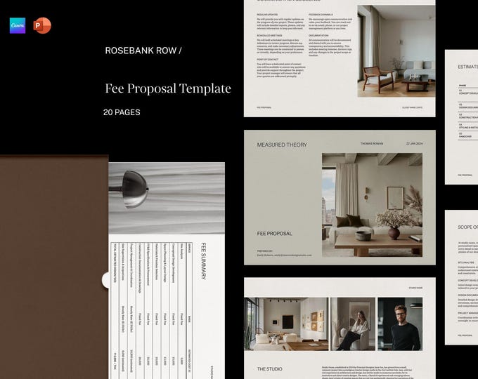 Interior Design Fee Proposal Template - Canva Powerpoint Adobe Indesign ...