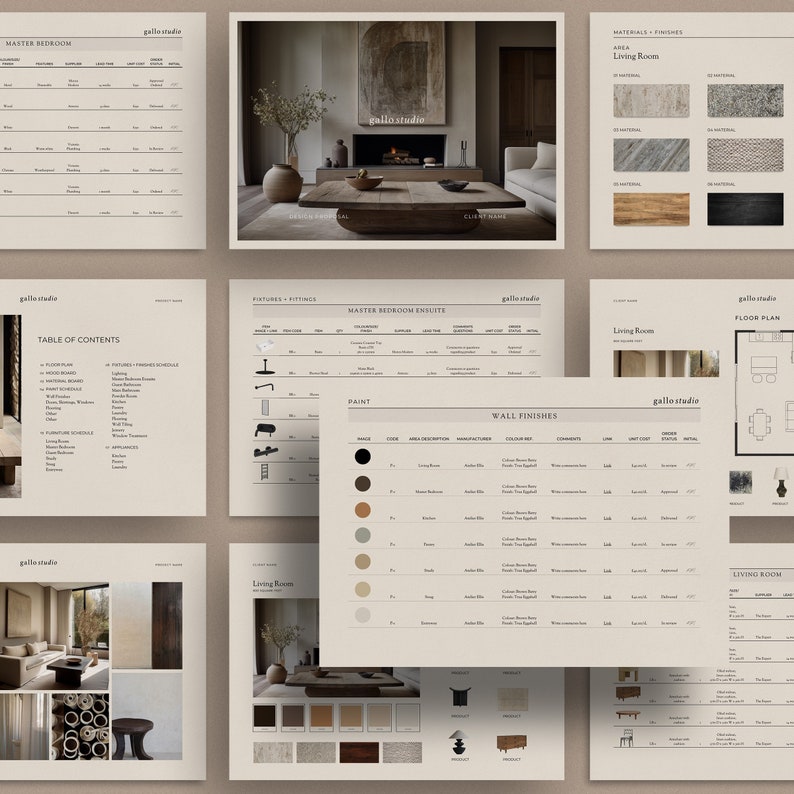 Interior Design Furniture, Fixtures and Finishes Schedule Template for