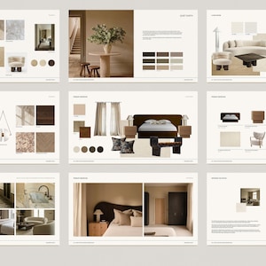 Design Präsentationsvorlage für Innenarchitekten und Architekten | Leinwand, Power Point | 45 Seiten |