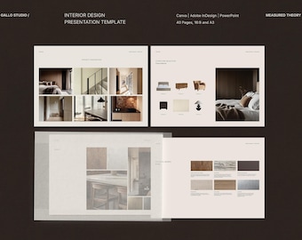 Presentatiesjabloon interieurontwerp voor ontwerpers en architecten (Canva, InDesign, PowerPoint)