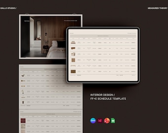 Interior Design FFE Schedule Template | Canva, Powerpoint, Adobe InDesign, Google Sheets, Excel