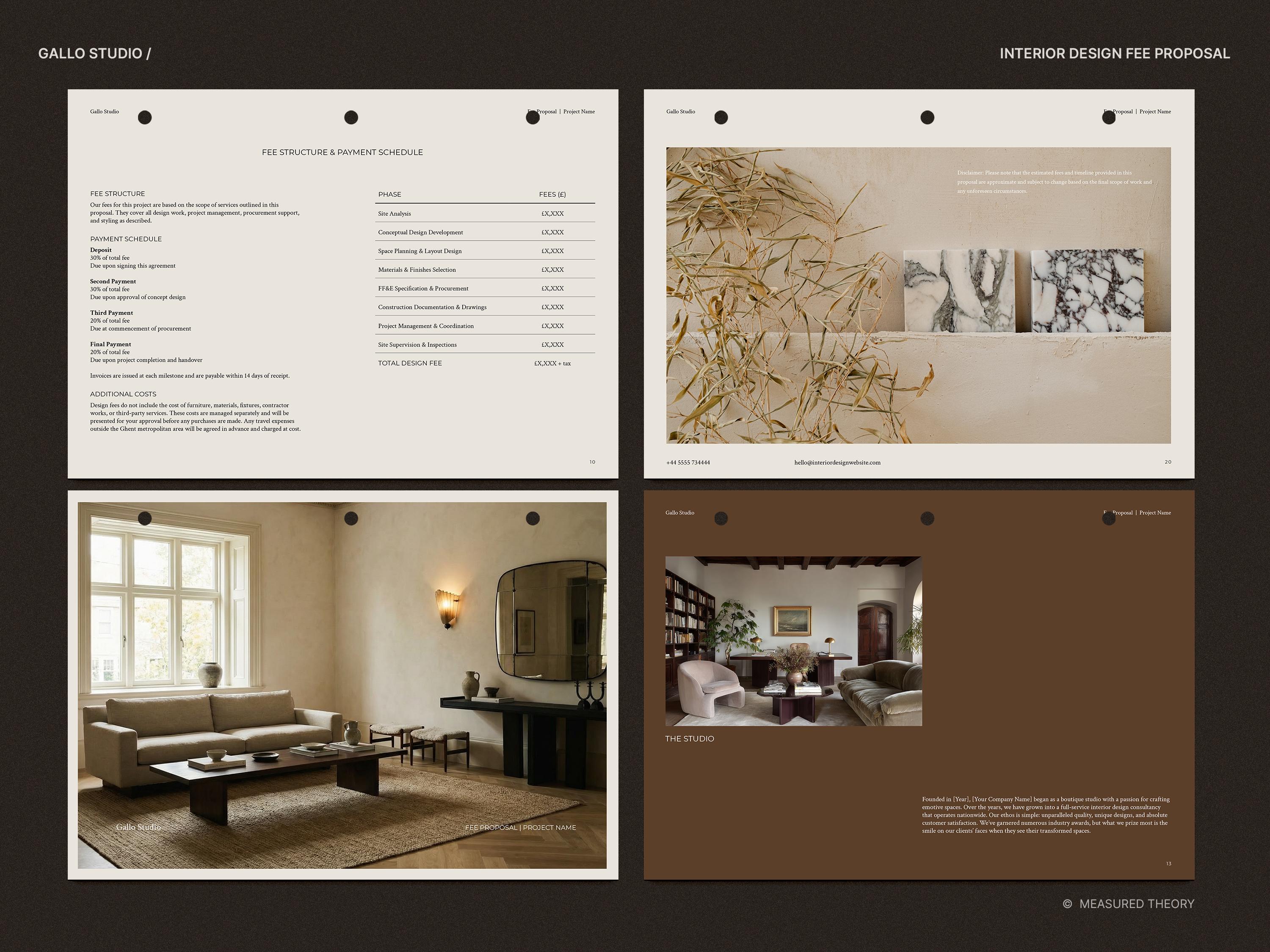 Interior Design Fee Proposal Template | Canva, Indesign, Powerpoint (A4 ...