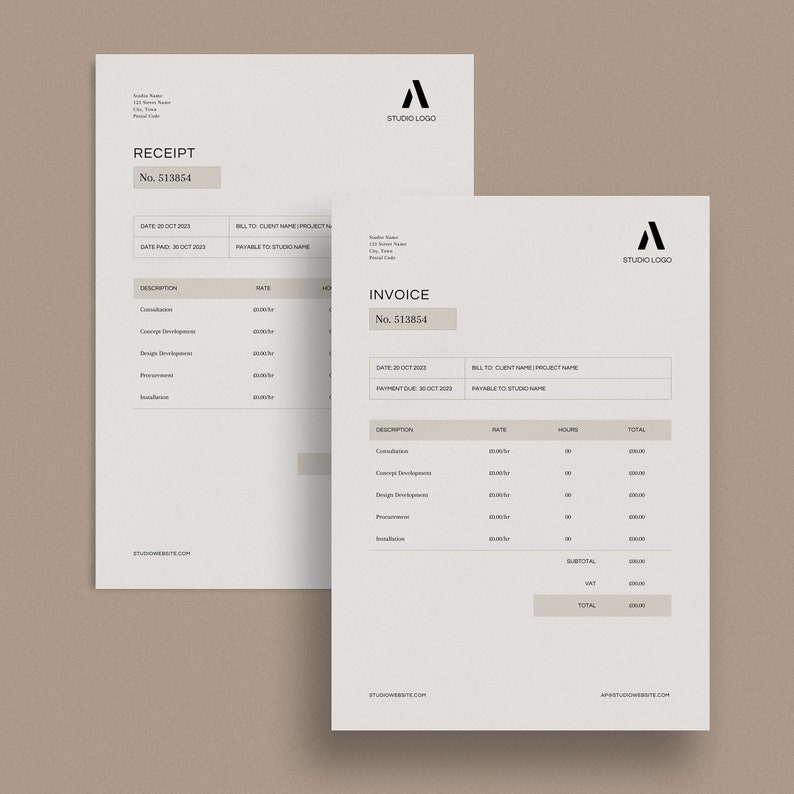 Interior Design Proposal Template for Interior Designers, Invoice and