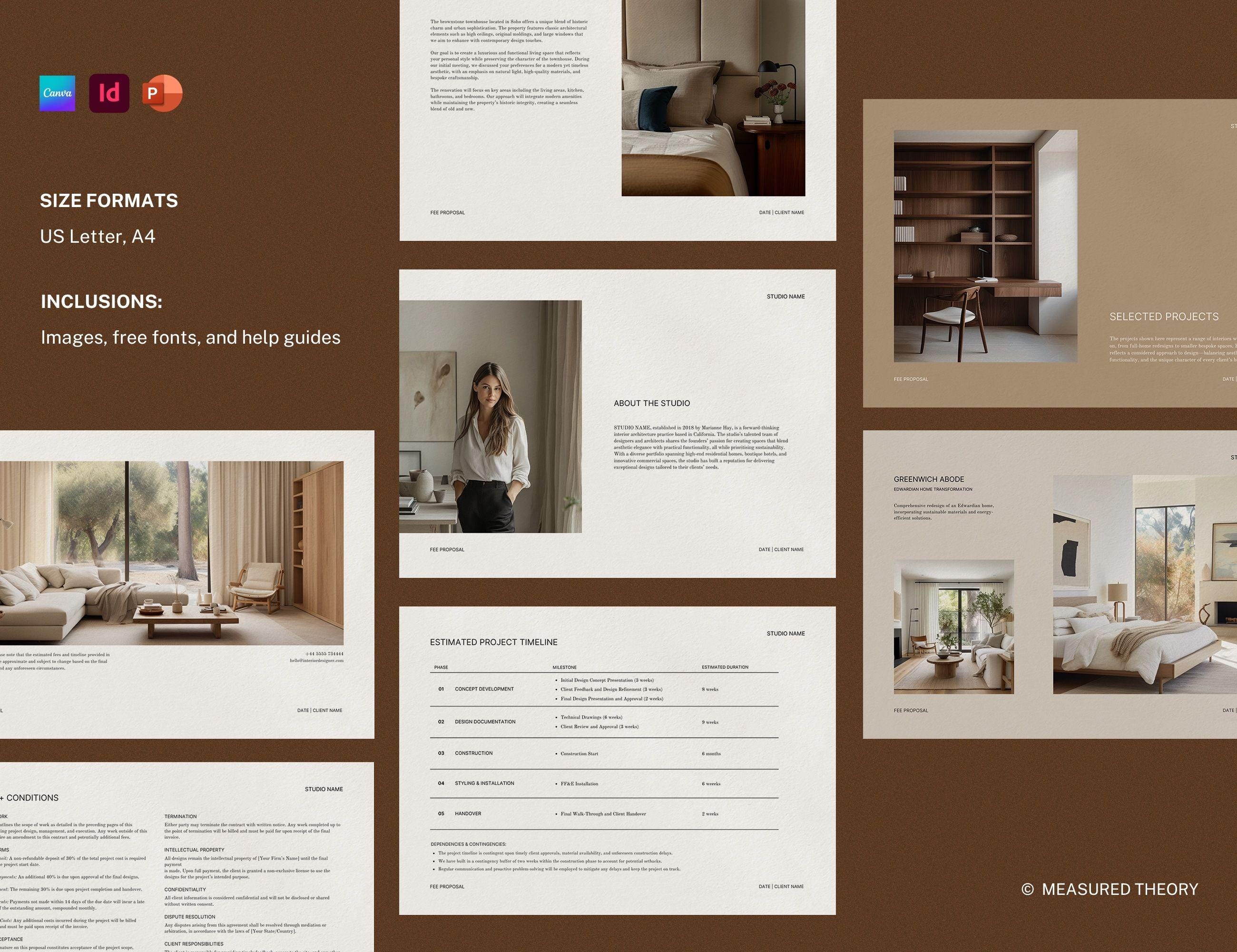 Interior Design Fee Proposal Template for Designers, Edit in Canva ...