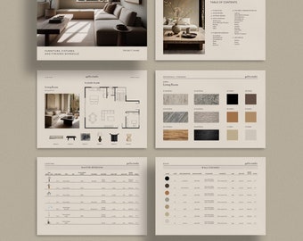 Interior Design Furniture, Fixtures and Finishes Schedule Template, Canva Template, FF&E Schedule Template, Adobe InDesign for Designers