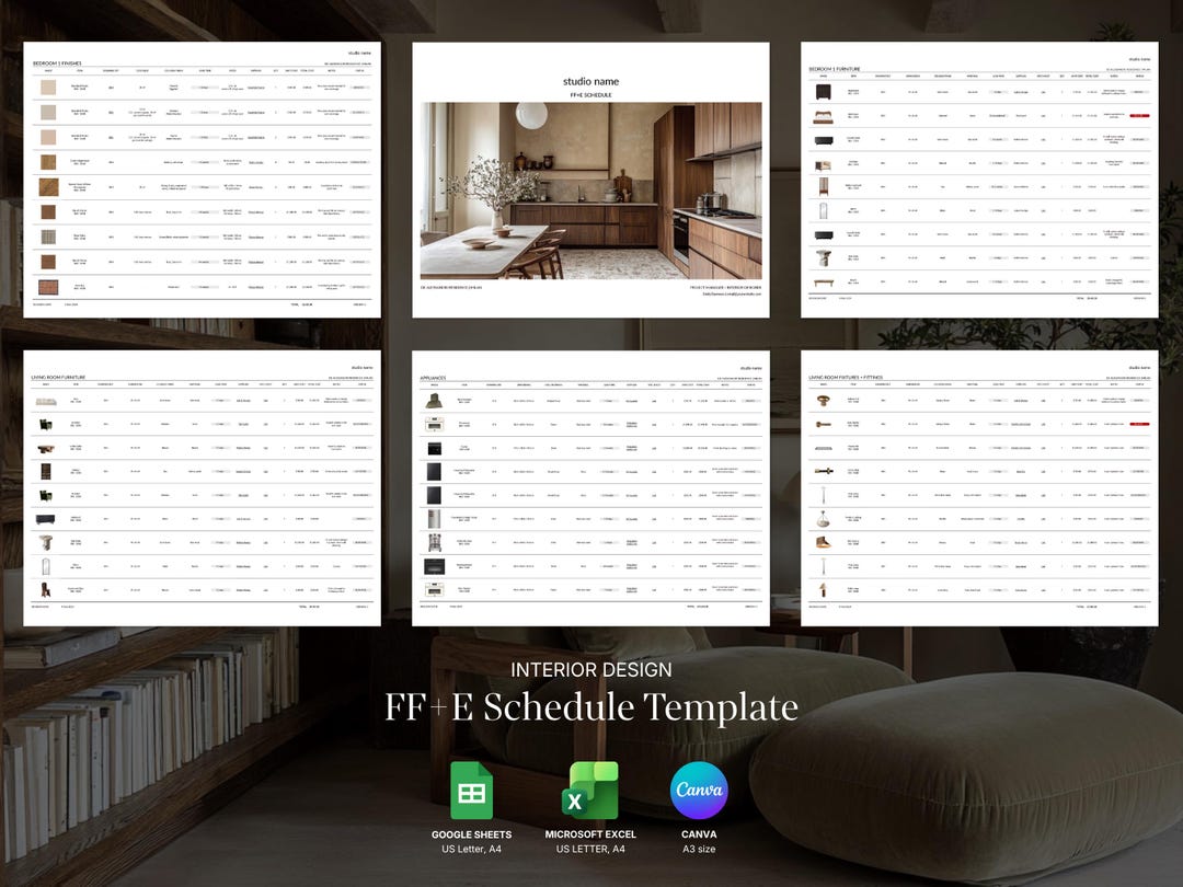 Design Ffe Schedule FF&E Schedule Template for Interior Designers (google Sheets, Excel ...