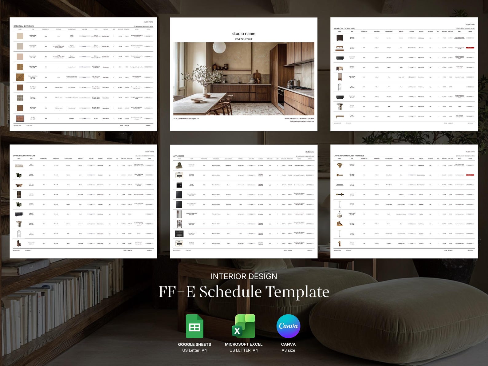 Sample Ffe Schedule FF&E Schedule Template for Interior Designers (google Sheets, Excel ...